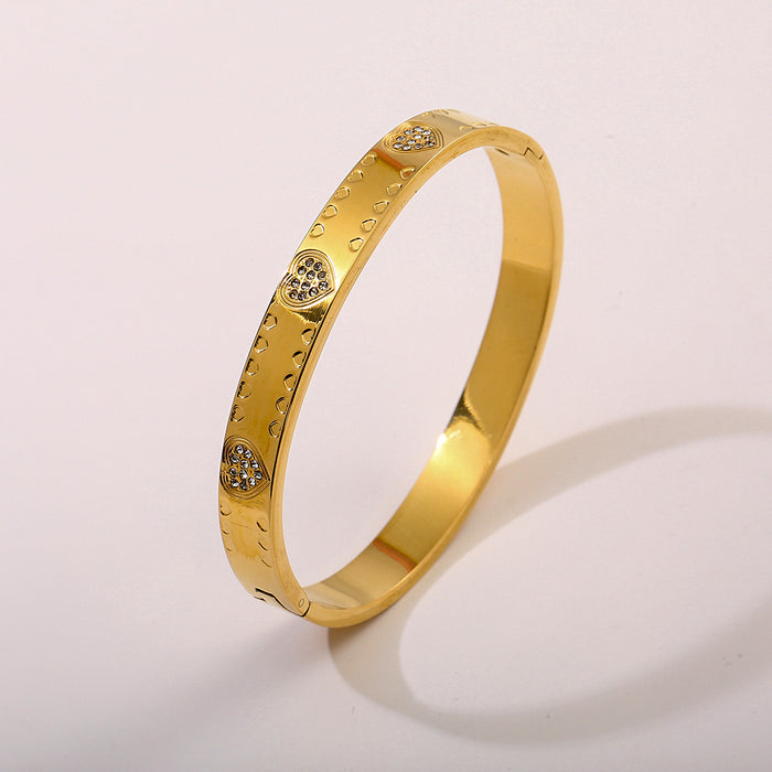 Wholesale Fashionable Classic Zircon Gold Bracelet Vintage Stacked Titanium Steel Bracelet Wholesale