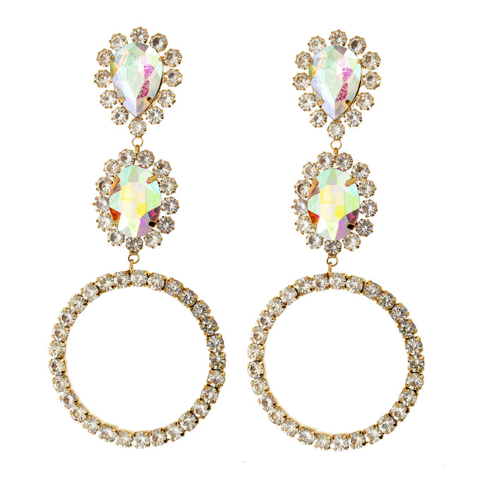 Wholesale Trendy exaggerated pendant, round long earrings, personalized diamond studded earrings wholesale