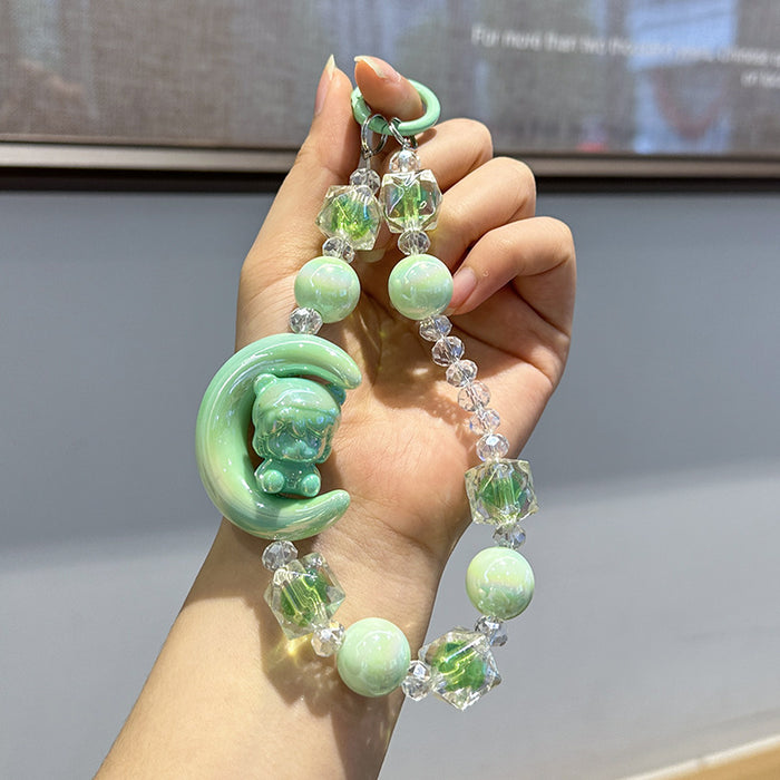 Wholesale Cute and high-end bead phone chain, acrylic hanging decoration, keychain, electroplated hanging rope, keychain