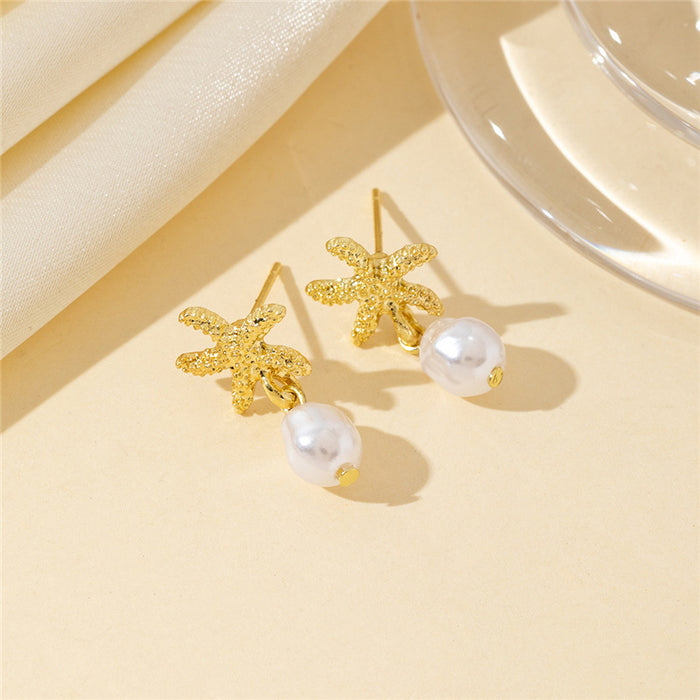 Wholesale New Jewelry Niche Style Starfish Pearl Earrings Earrings