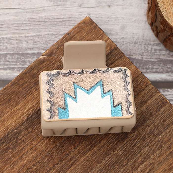 Wholesale Western Style Medium Leather Hairpin Sunflower Shark Clip Women' s Grab Clip