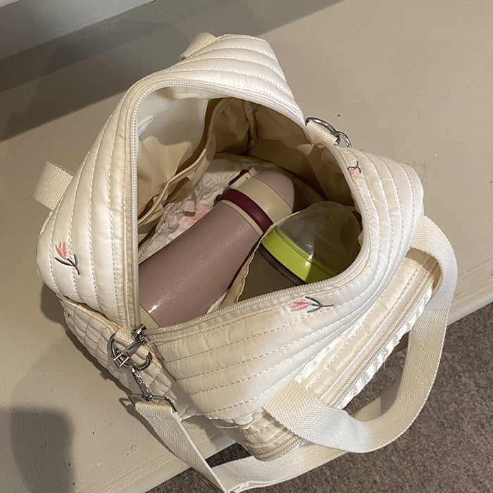 Wholesale Zipper Embroidery Cotton Baby Trolley Hanging Bag Diaper Bag