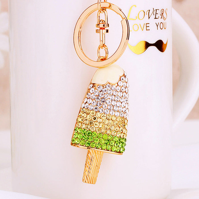 Wholesale Diamond-encrusted ice cream car keychain metal cute