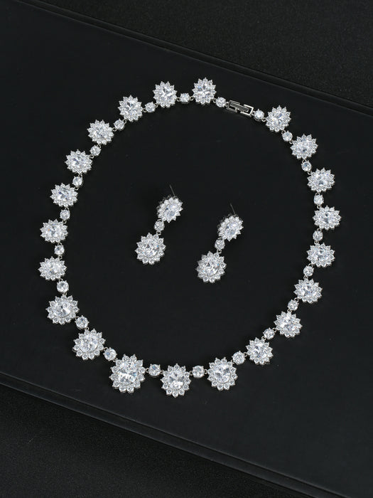 Wholesale Luxury Zircon Necklace Earrings suit  Banquet Jewelry Oval Women' s Holiday Wear
