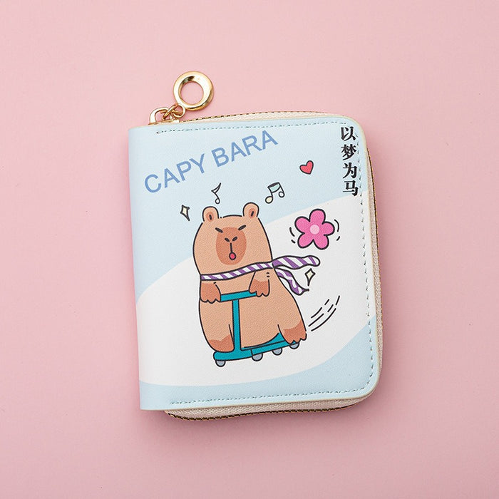 Wholesale Cute Cartoon Short PU Capi Bara Children Student Simple Coin Purse Card Holder Wallet JDC-WT-QT003