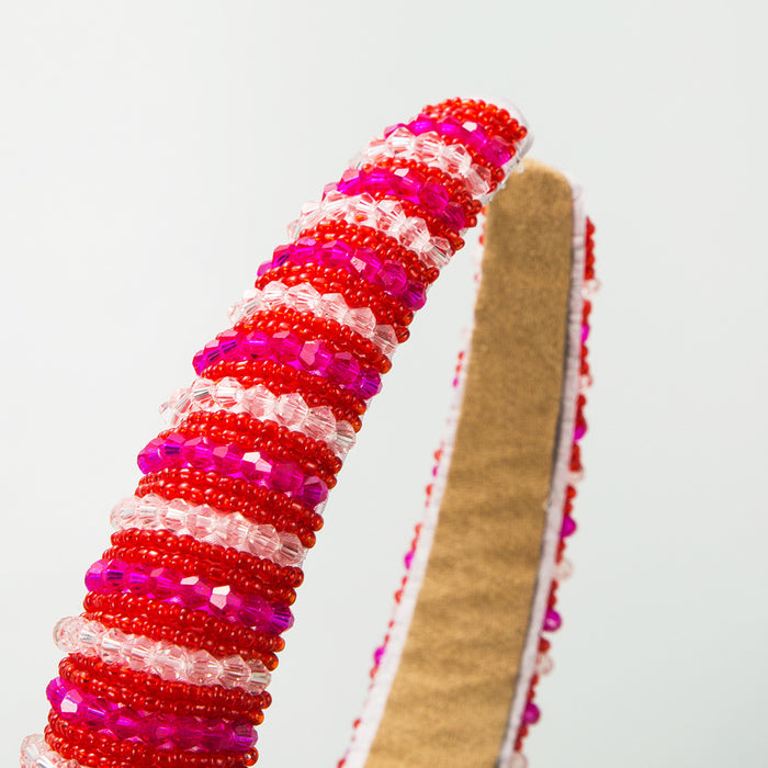 Wholesale Crystal color-blocked pink Valentine' s Day headband