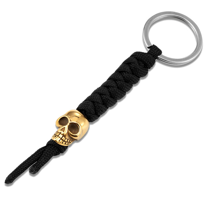Wholesale Creative Decorative Keychain Gold Silver Fashion Skeleton Stainless Steel Hand Woven Rope