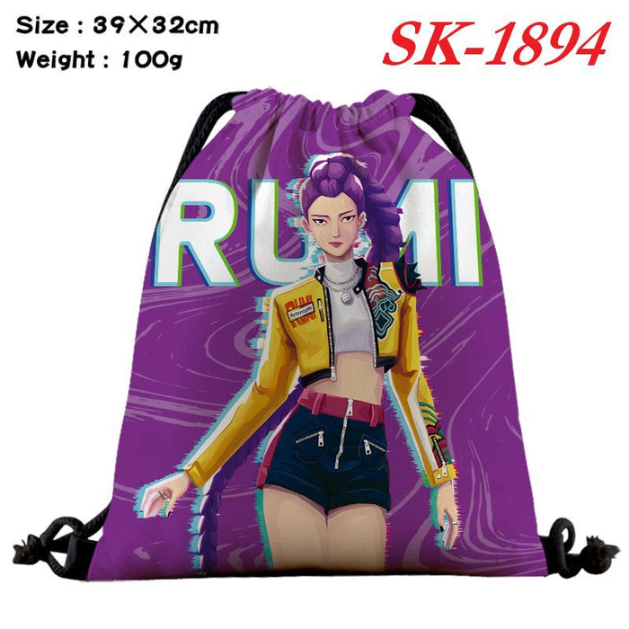 Wholesale Kpop drawstring storage bag with large capacity and full color design also functions as a shopping bag