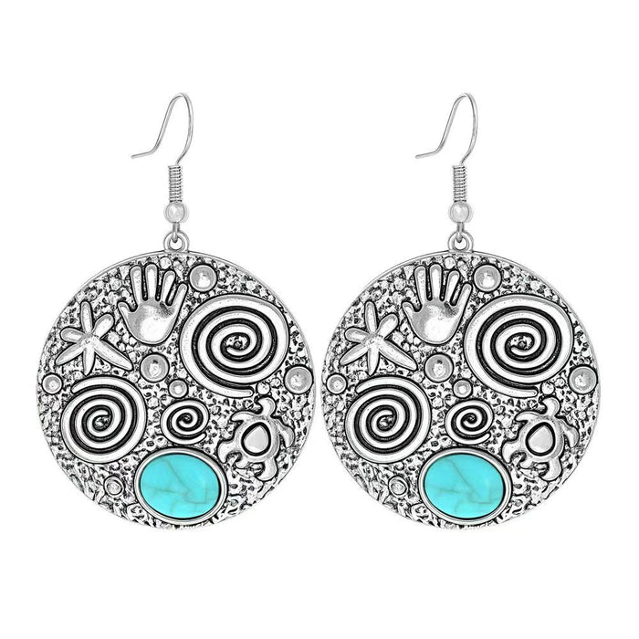 Wholesale Beach Vacation Geometric Alloy Earrings with Turquoise Acrylic Fashion Jewelry MOQ≥2