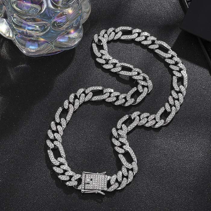 Wholesale Alloy Heavy Industry Full Diamond Cuban Chain Diamond Set Necklace