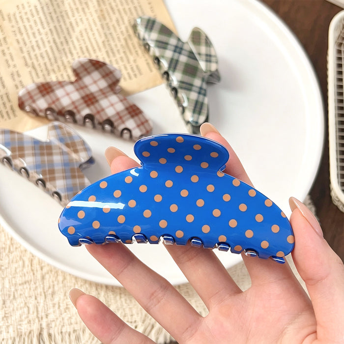 Wholesale Korean Style Polka Dot Flower Claw Clip PVC Hair Accessory for Women Boutique Gift