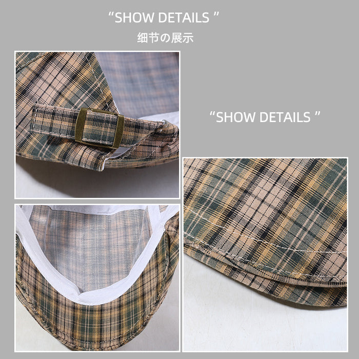 Wholesale Retro plaid hat, personalized strap, bow, bere, forward hat, reverse wearing duckbill, children's hat, painter's hat, male