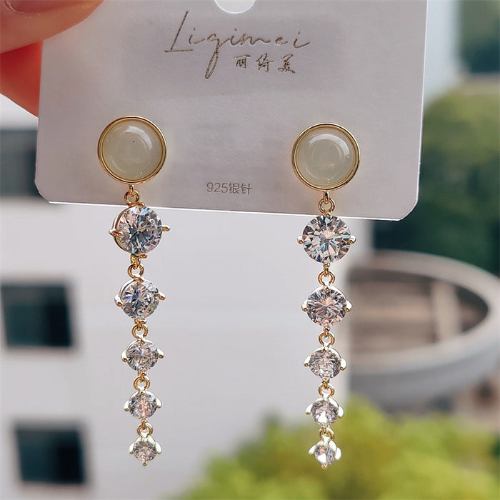 Wholesale Exquisite long zircon earrings with temperament