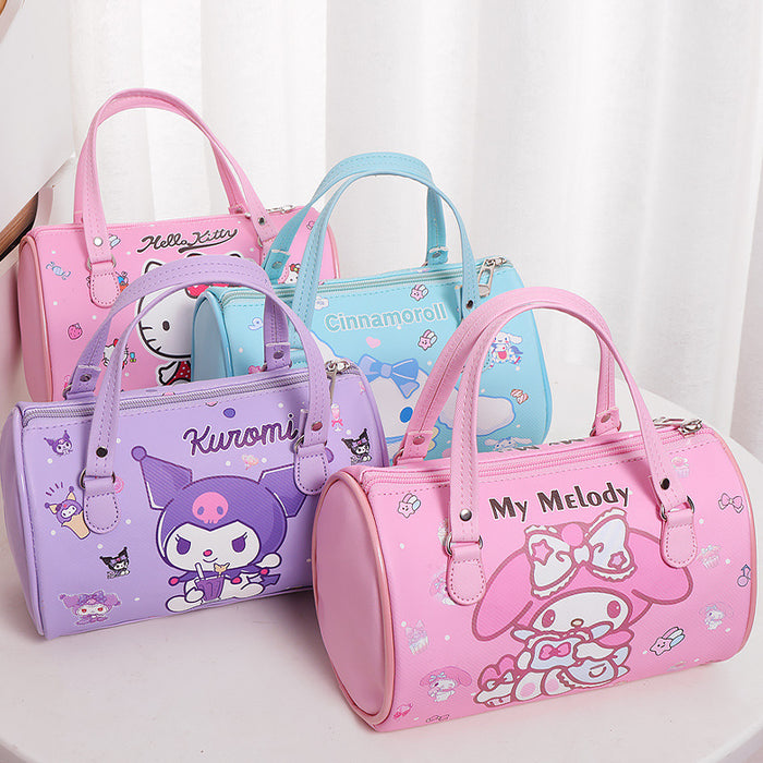 Wholesale Cute cartoon print horizontal cylindrical shoulder bag