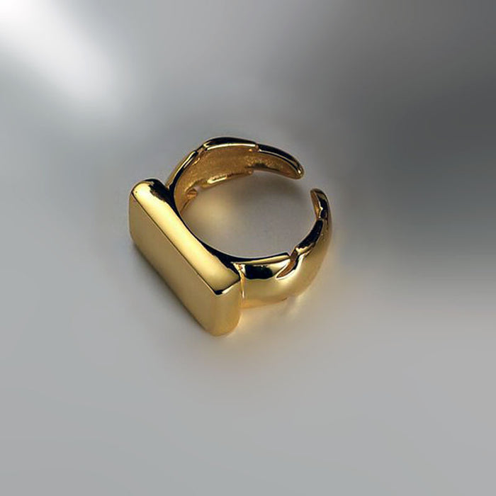 Wholesale Copper Zhendianzhibao Geometric Square Round Glossy Open Ring JDC-RS-YinJiu002