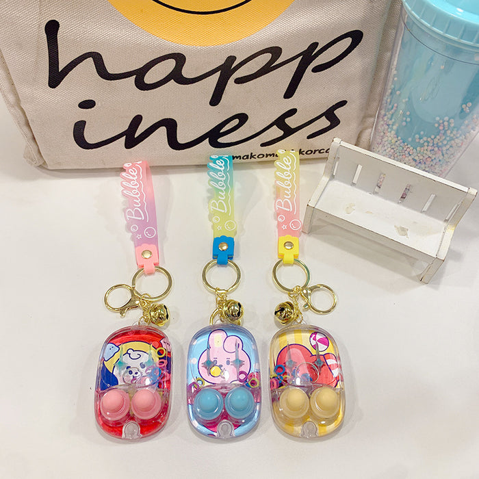 Wholesale water ring game machine key chain hanging decoration decompression toy gift keychain small pendant doll