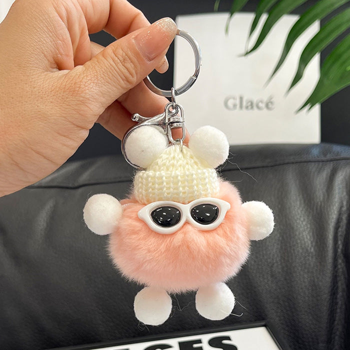 Wholesale Cute bag ornaments Rex rabbit fur small bristle plush doll small bristle car keychain mobile phone pendant