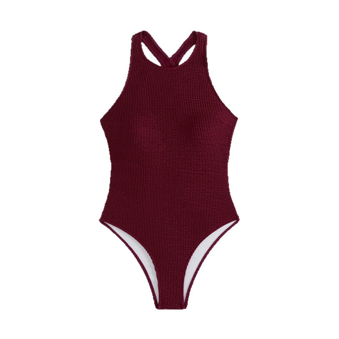 Wholesale Threaded solid color one-piece swimsuit for women