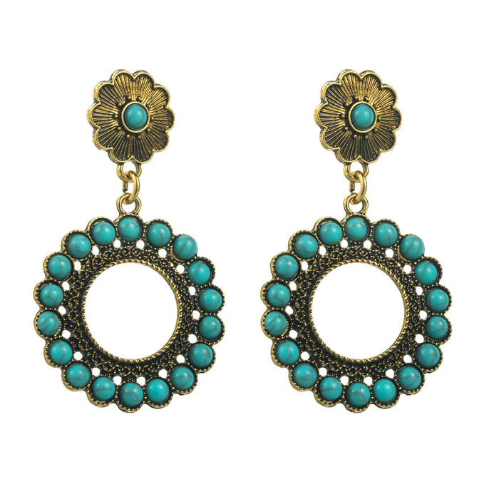 Wholesale Retro Bohemian ethnic style elegant silver needle earrings