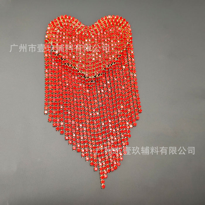 Wholesale Colorful Heart Tassel Heart-Shaped Rhinestone DIY Handmade Accessories Pendant