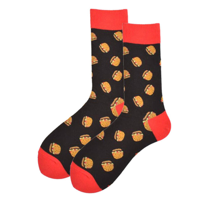 Wholesale Creative Fun Couple Socks Mid-tube Cotton Socks Hamburger Fries JDC-SK-CG022