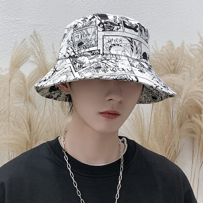 Wholesale Summer Hat Anime Printed Fisherman Hat Men's and Women's Travel Casual Basin Hat Sunscreen Sunshade Hat