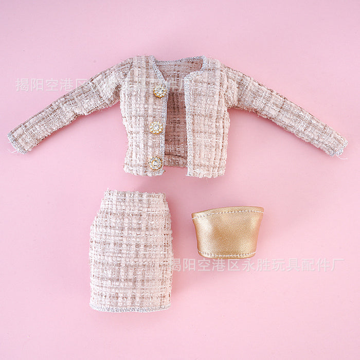 Wholesale doll clothing  coat skirt three-piece set