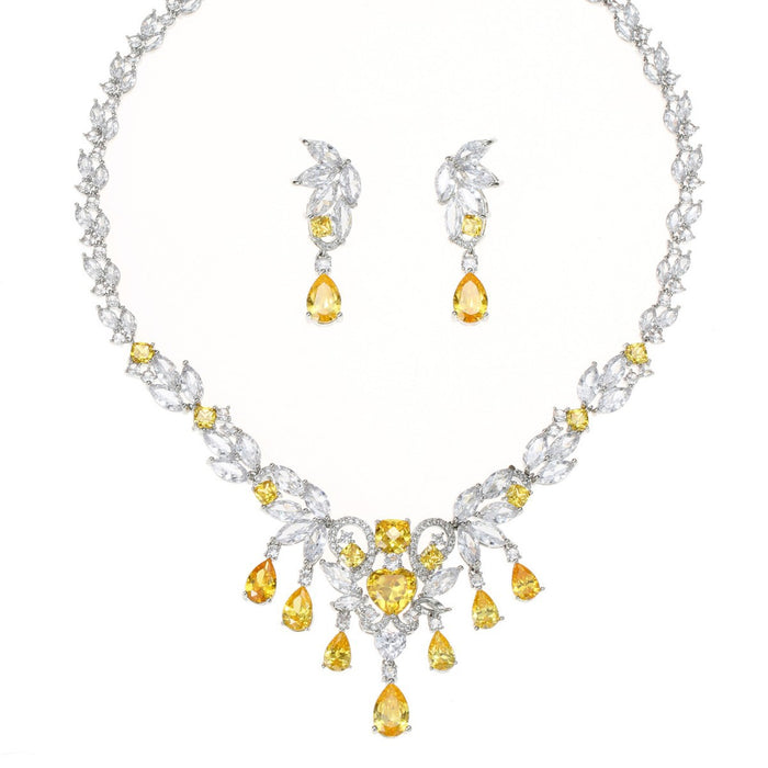 Wholesale Fashion Zircon Necklace Earrings Jewelry Accessories Shining