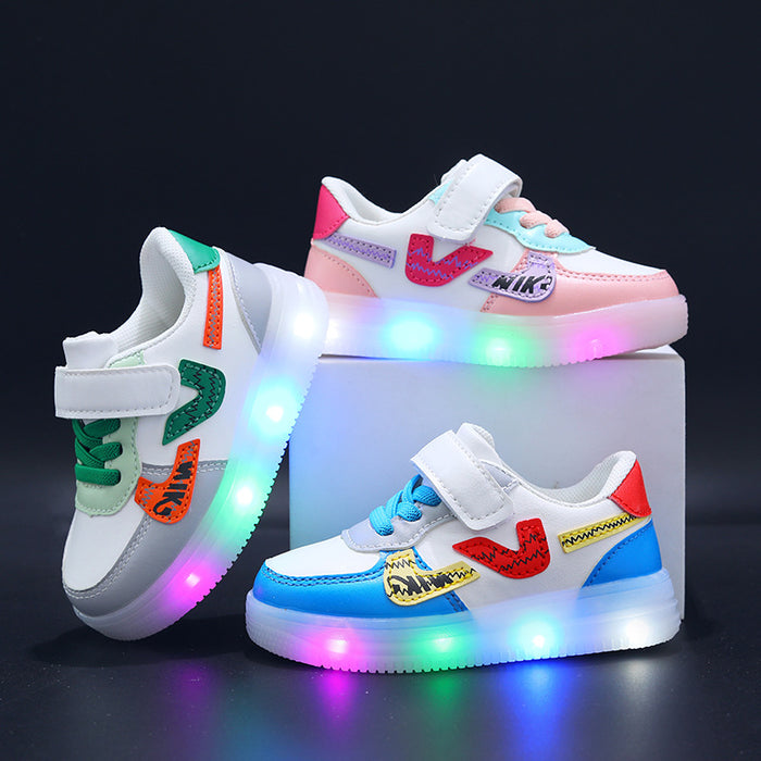 Wholesale Boys' Sports Shoes Korean Version Velcro Soft Soled Children's Board Shoes Girls' LED Illuminated Shoes Trendy JDC-KS-GS004