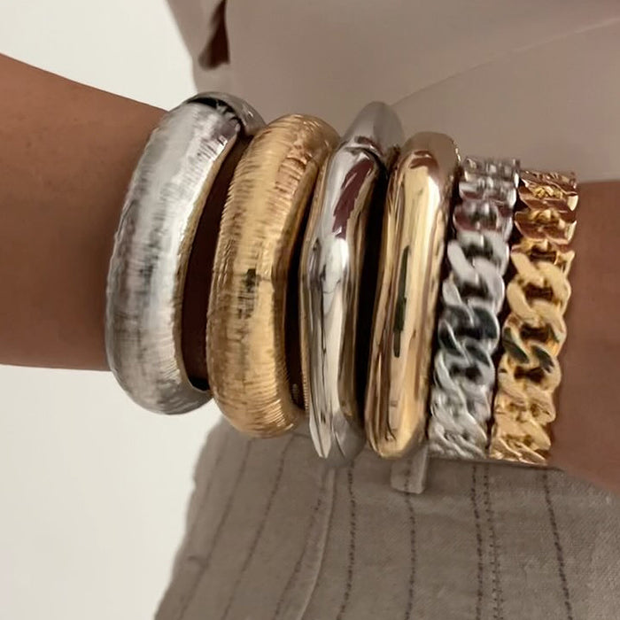 Wholesale Jewelry Fashion Fried Dough Twists Open Bracelet Simple Irregular Round Alloy Bracelet