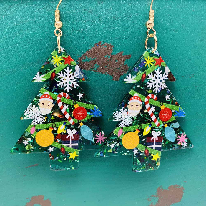 Wholesale Christmas Acrylic Santa Claus Asymmetric Earrings JDC-ES-Chengy042