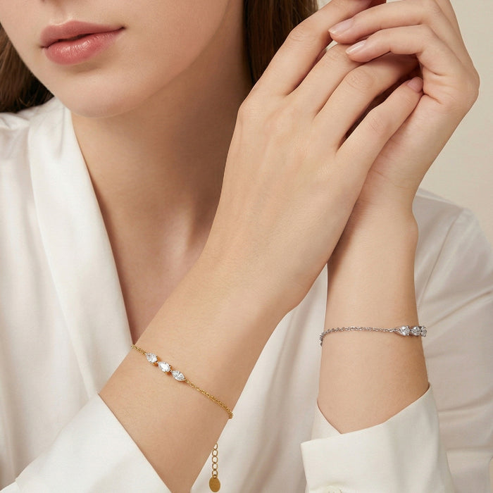 Wholesale Vintage gold teardrop geometric diamond bracelet Stainless Steel Bracelets
