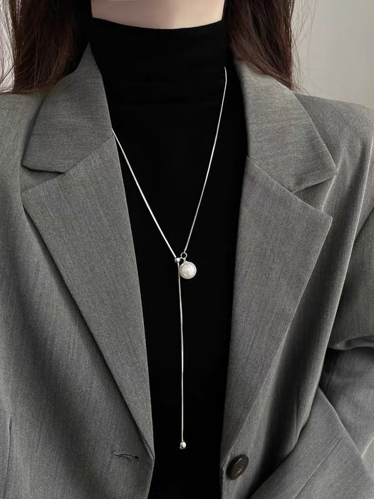 Wholesale pearl necklace popular long  chain elegant high-end high-grade accessories clavicle chain