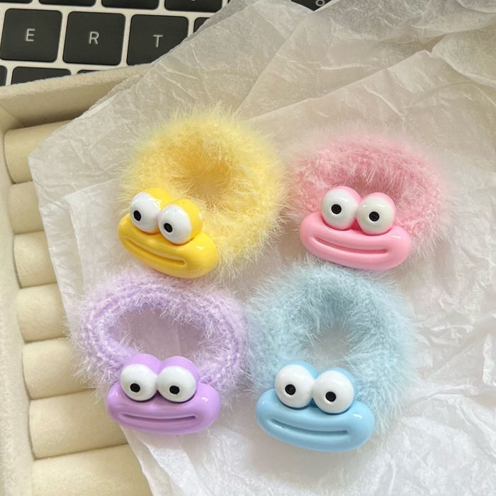 Wholesale Colorful Big-Eyed Monster Plush Hair Band Thickeneded and Widened Towel Ring Furry Hair Rope Sweet Girly Heart Hair Accessories F