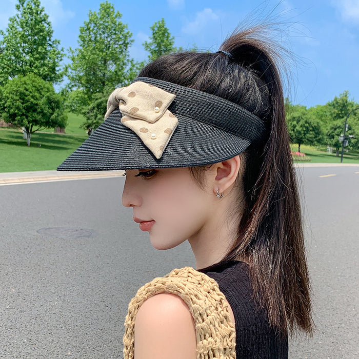 Wholesale Fashionable, lightweight, breathable pearl bow decoration sun hat