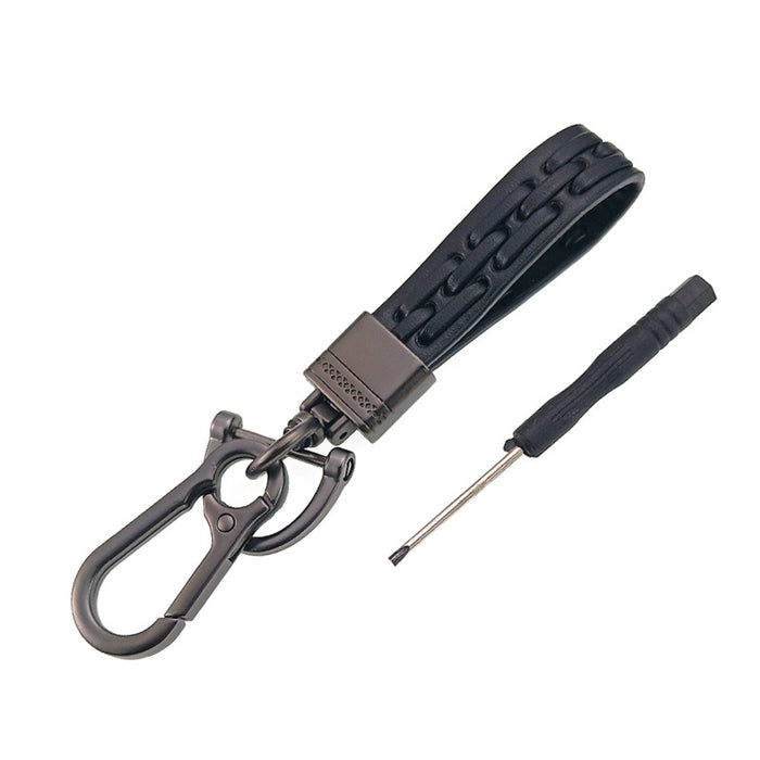 Wholesale Hand woven car keychain metal pendant keychain pendant woven leather