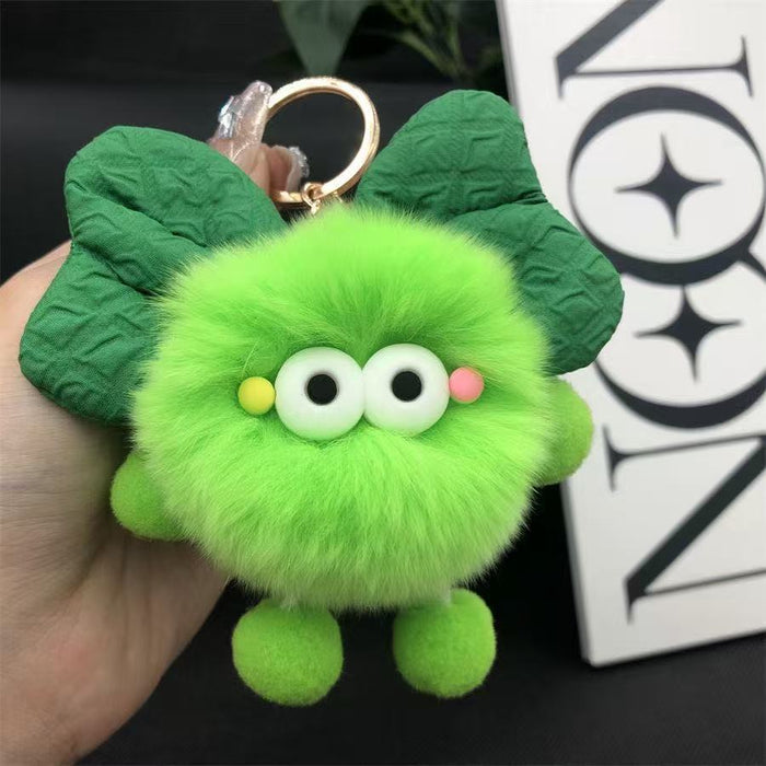 Wholesale Cute plush butterfly knot charcoal ball pendant keychain