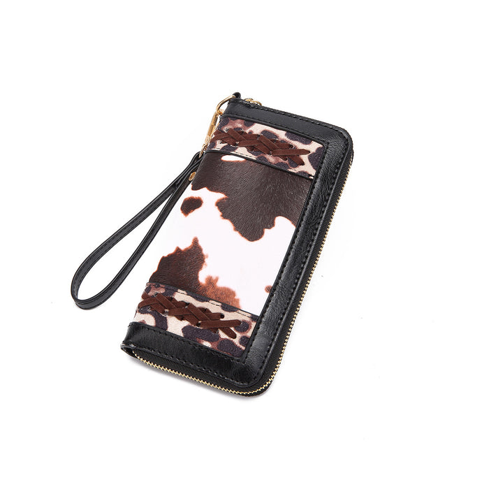 Wholesale Vintage leather carving embossed bohemian style ladies hand-held wallet card holder purse