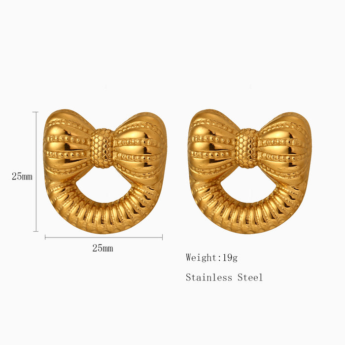 Wholesale Original design, high-end stainless steel bow earrings, trendy and personalized bow tie earrings