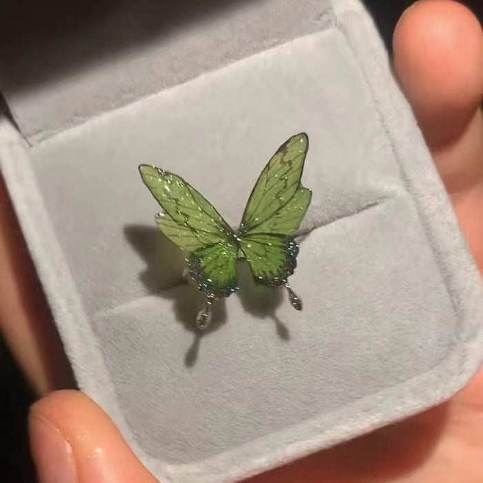 Wholesale Green butterfly open ring niche versatile ring