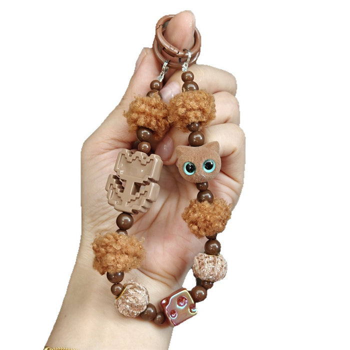 Wholesale Creative cartoon flocked cat keychain
