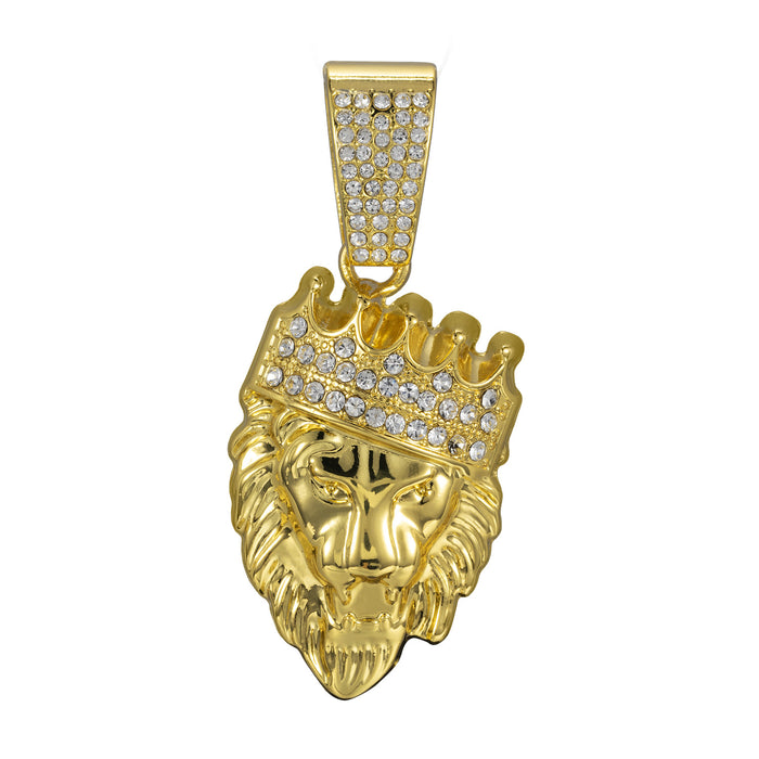 Wholesale long necklace Cuban chain Crown lion head pendant men's accessories