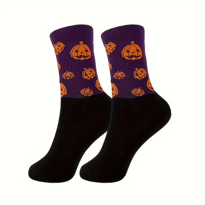 Wholesale  Skull Pumpkin Bat Cartoon Printed Casual Socks Sweat-absorbent Autumn and Winter Mid-tube Socks for Men and Women