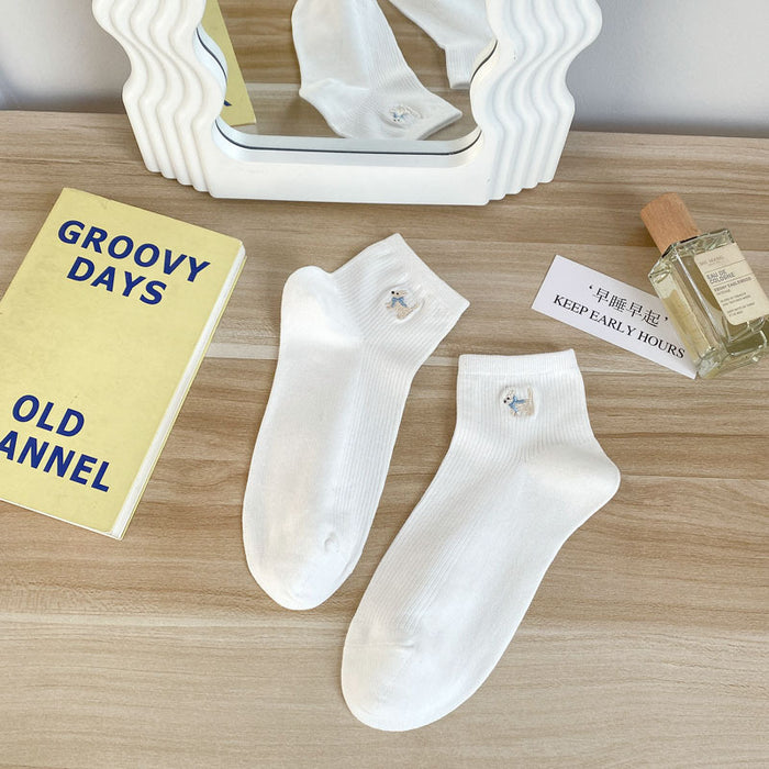 Wholesale Socks Embroidered Short Tube Sweat Absorbing Breathable Cotton Socks Thin