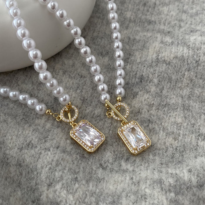 Wholesale Zircon Pendant Pearl Necklace JDC-NE-YuXi005