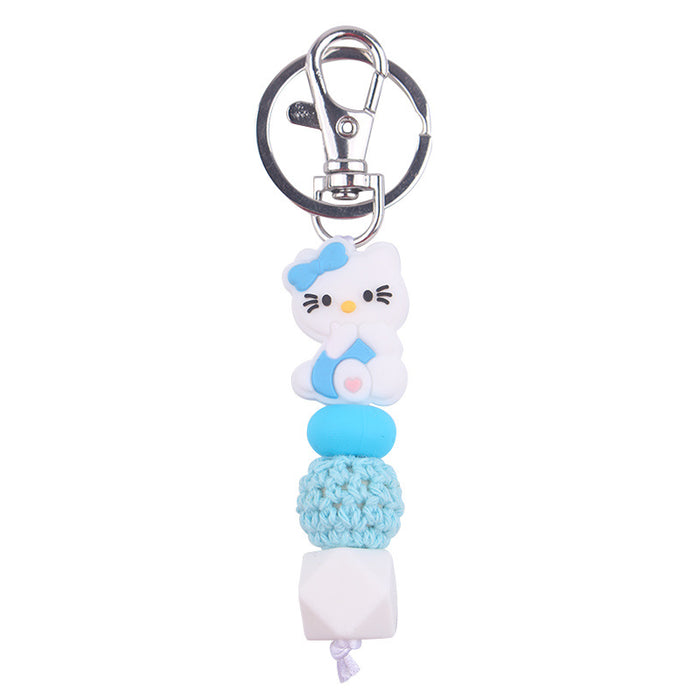 Wholesale Silicone Beaded Bracelet Jewelry Cartoon Cat Keychain Pendant Bag Pendant Accessories