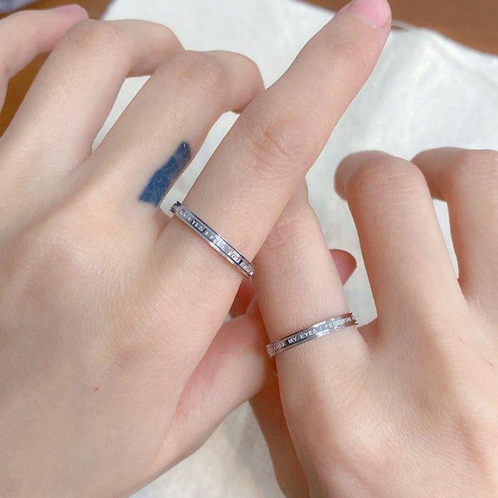 Wholesale Minimalist letter couple ring, fashionable temperament, titanium steel index finger ring, non fading ring, high aesthetic value