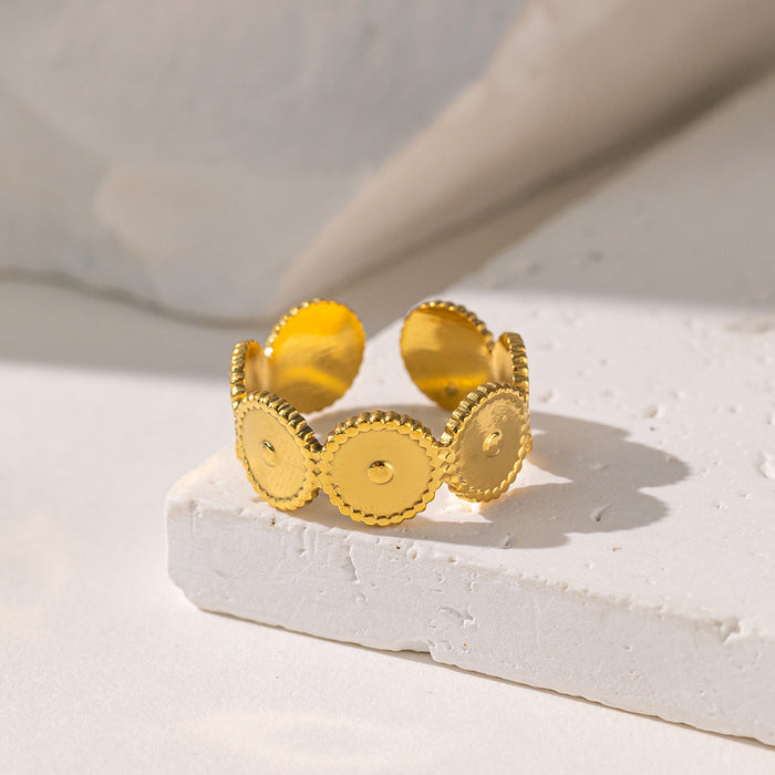 Wholesale Classic retro stainless steel hollow irregular ring for women's high-end accessories