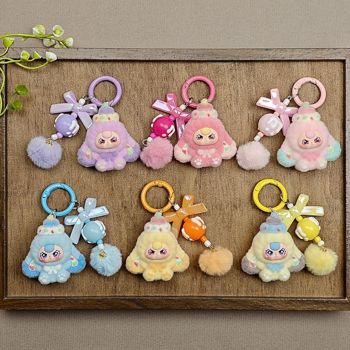 Wholesale Flocked Cartoon Cute Particle Keychain Bag Charm