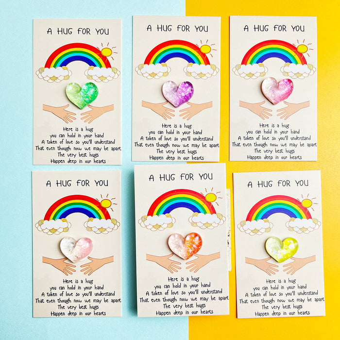 Wholesale Rainbow Gradient Heart Resin Pocket Decorations Hug Card